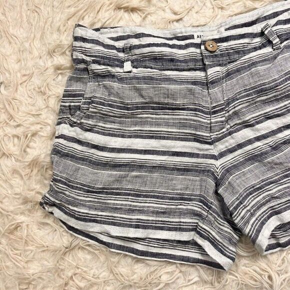 Artisan Ny Women’s Boho Striped Blue & White Linen Summer Short Mid Rise Size 4 - Picture 7 of 10
